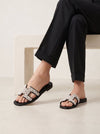 Pearl Embellished Flat Slides – Black & White