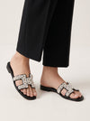 Pearl Embellished Flat Slides – Black & White