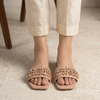 Blush Crystal Embellished Flat Slide Sandals