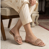 Blush Crystal Embellished Flat Slide Sandals